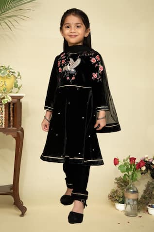 Mamma Plz Botanic Velvet Anarkali Set With Dupatta 