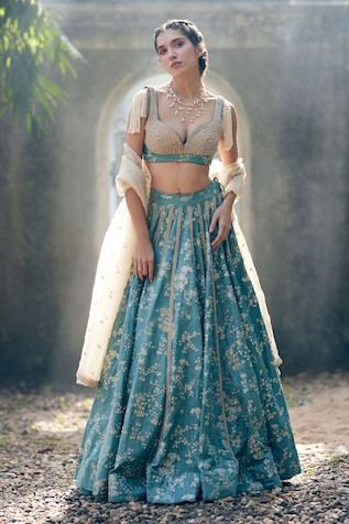 Paulmi and Harsh Floral Woven Bridal Lehenga Set