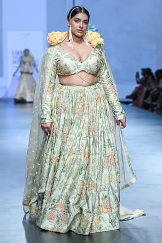 Paulmi and Harsh Floral Print & Embroidered Bridal Lehenga Set 