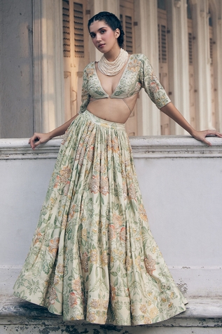 Paulmi and Harsh Floral Embroidered Bridal Lehenga & Blouse Set