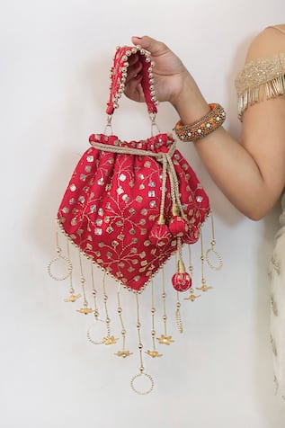 Soho Boho Studio By Aarti Thakur Silk Sequin Embroidered Potli 