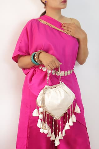 Soho Boho Studio By Aarti Thakur Silk Tassel Embellished Potli 