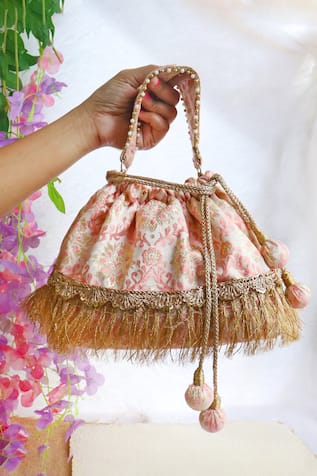 Soho Boho Studio By Aarti Thakur Silk Lace Embellished Potli 