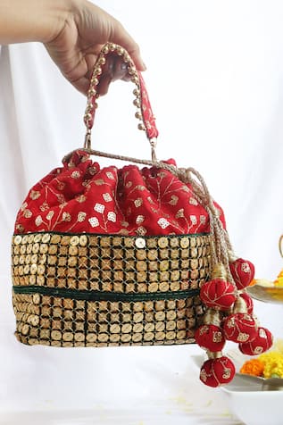 Soho Boho Studio By Aarti Thakur Silk Sequin Embellished Potli 