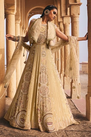 Megha Bansal Mir Vrit Pearl Embellished Anarkali With Dupatta 