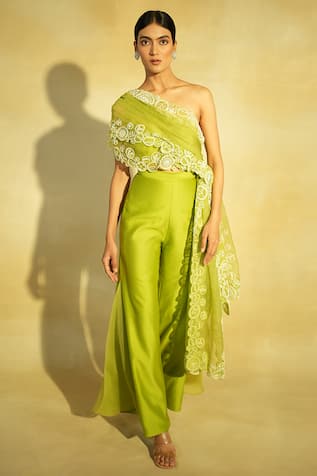 Megha Bansal Taarini Draped Blouse With Pant 