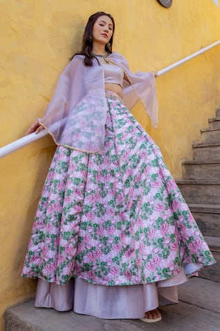 Pasha India Layered Printed Lehenga Set 