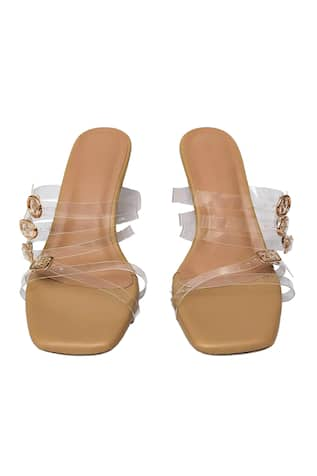 Devano Lola Strappy Buckle Clear Heels 