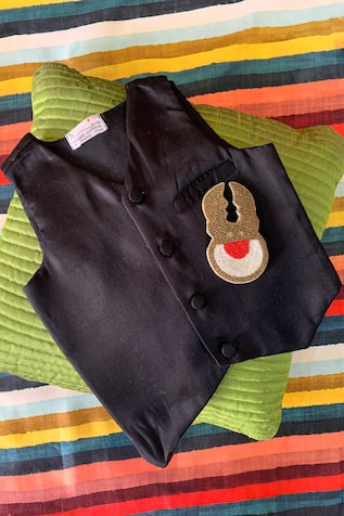 Black Sleeveless Nehru Jacket 