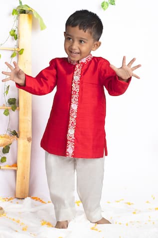 Embroidered Placket Sherwani With Pant 