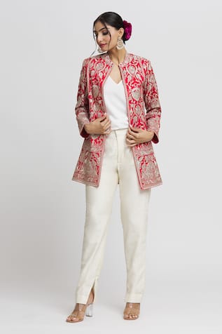 Gopi Vaid Nahida Floral Jaal Embroidered Blazer 