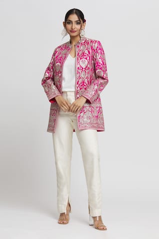 Gopi Vaid Nahida Floral Embroidered Blazer 