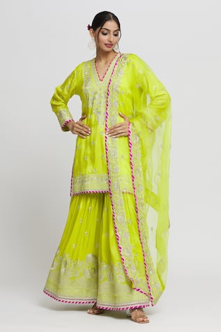 Gopi Vaid Embroidered Kurta Sharara Set 