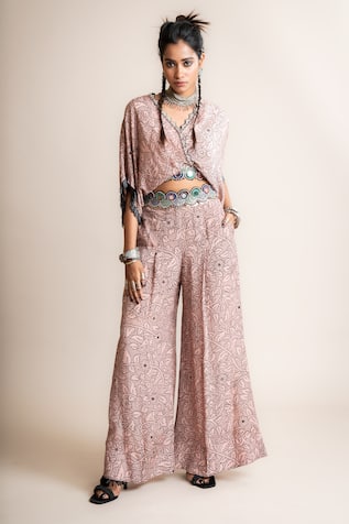 Nupur Kanoi Floral Pattern Kaftan Top & Pant Set 