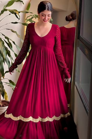 LABEL AISHWARYRIKA Milano Chikankari Embroidered Yoke Anarkali 