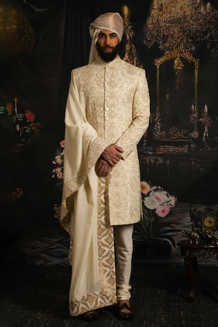 Punit Arora Banarasi Woven Sherwani With Kurta Set 