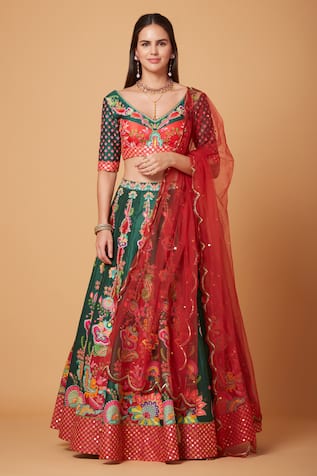 Siddhartha Bansal Acanthus Blossom Embroidered Lehenga Blouse Set 