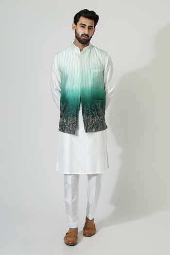 Chatenya Mittal Ombre Zari Embroidered Bundi & Kurta Set 