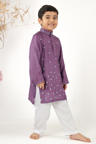 LA Dee DA Leather Sequin Embroidered Kurta Set 