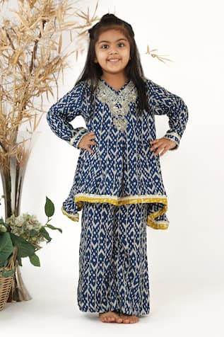 LA Dee DA Geometric Print Anarkali & Palazzo Set 