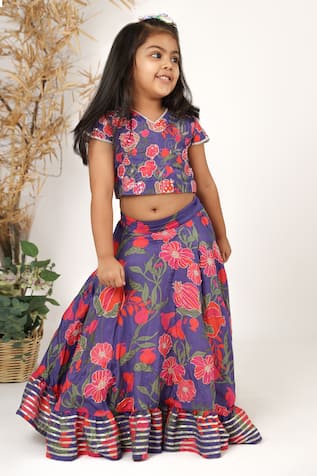 LA Dee DA Floral Print Lehenga & Top Set 