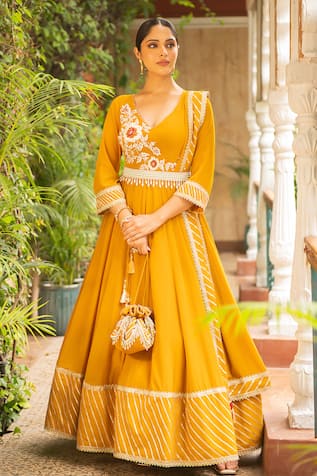 Ajiesh Oberoi Anjum Bodice Embroidered Anarkali Set 