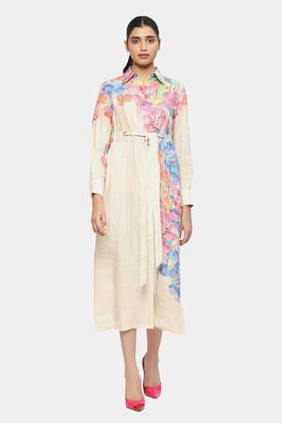 Satya Paul Shine On Flowers Print Linen Dress 