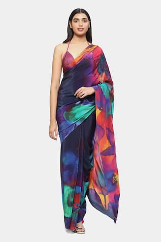 Satya Paul Nocturne Embellished Saree With Running Blouse 