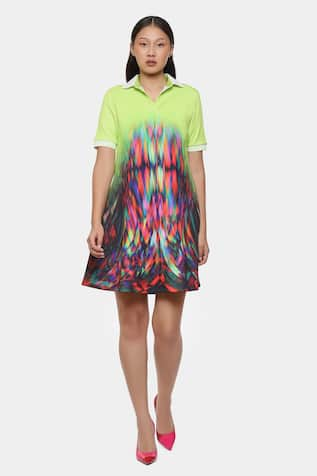 Satya Paul Illusion Print Collared Dress 