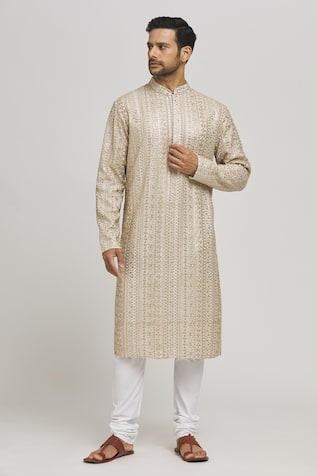 Rajaji Embroidered Cotton Kurta & Churidar Set 