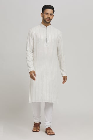 Embroidered Cotton Kurta & Churidar Set For Kids