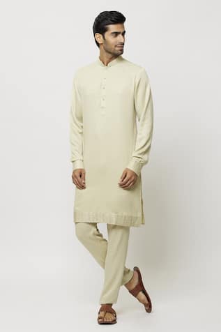 Samyukta Singhania Pintucked Bordered Plain Kurta 