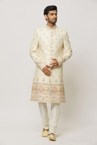 Aryavir Malhotra Paisley Embroidered Sherwani Set 