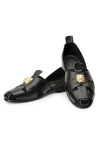 Sheraz Coal Embellished Slip-On Shoes 