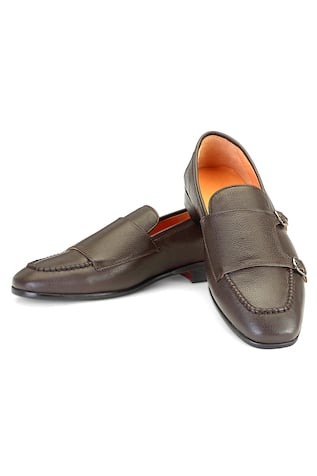 Brown Leather Slip-On Shoes 