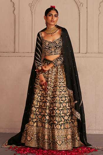 Weaver Story Persian Florid Zardozi Embroidered Lehenga Blouse Set 