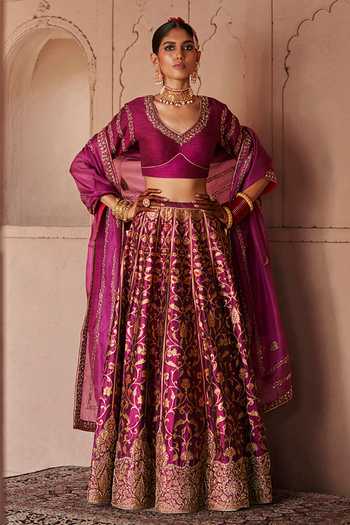 Weaver Story Lily Of The Valley Zardozi Embroidered Bridal Lehenga Set 