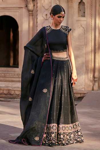 Weaver Story Gypsophilia Bloom Zardozi Embroidered Lehenga Blouse Set 