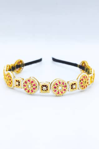 Contrast Floral Beads Embellished Hair Band 
