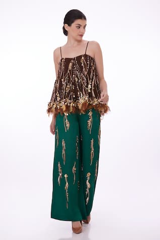 DILNAZ Sequin & Pearl Embroidered Trouser 