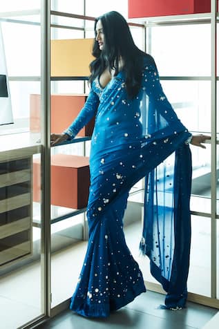 DILNAZ Sequin Embroidered Ombre Saree 