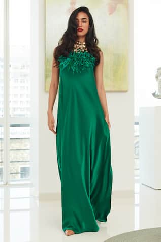 Tom Ford Emerald Green Embroidered Silk Satin Lace Dress | Vintage green  dress, Evening dresses vintage, Lace dress