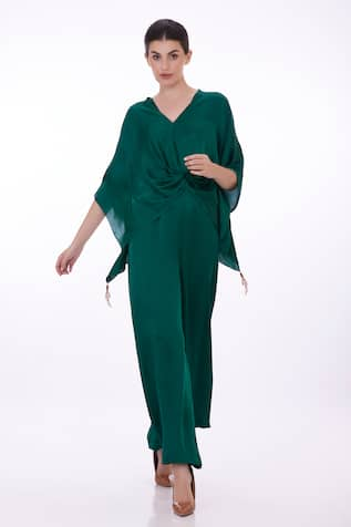 DILNAZ Plain Draped Kaftan With Jumpsuit 