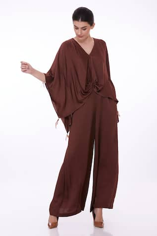 DILNAZ Border Embellished Kaftan With Jumpsuit 