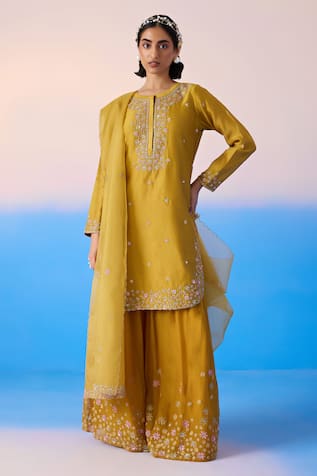 Mirroir Blossom Embroidered Kurta Sharara Set 