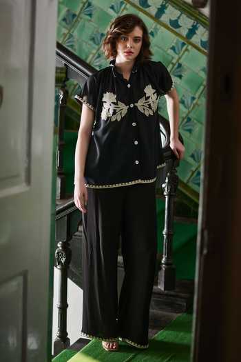 Nika 1.0 Paola Floral Embroidered Shirt & Pant Set 