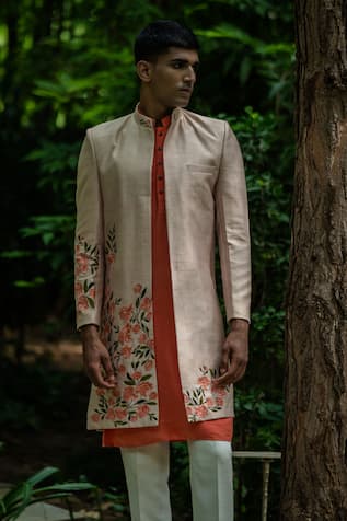 Tajiri Klas Embroidered Jacket Kurta Set 