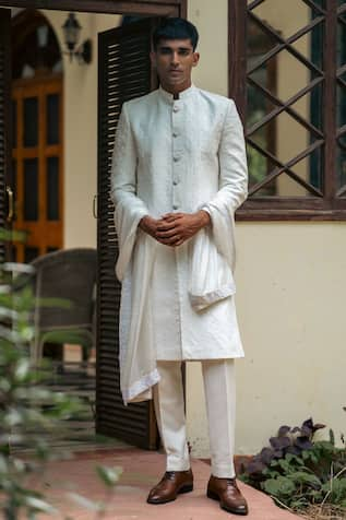 TAJIRI Pearl Hand Work Sherwani Set 