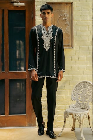 TAJIRI Valorous Cotton Thread Work Kurta Set 