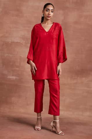 Sue Mue Mayra Embroidered Kaftan Kurta & Pant Set 